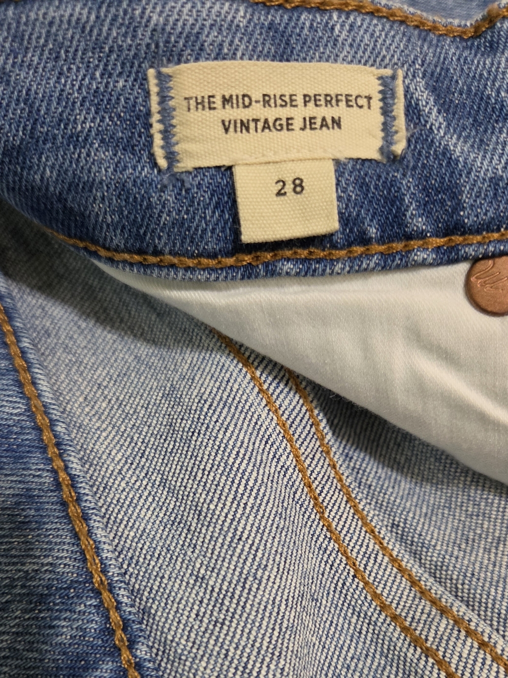 Madewell Medium Blue Denim Straight Leg Jeans Size 28 - Picture 7 of 15